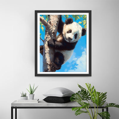 Panda Climbing a Tree Diamond Painting