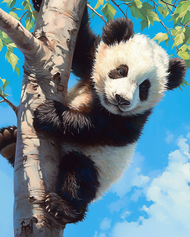 Panda Climbing a Tree Diamond Painting