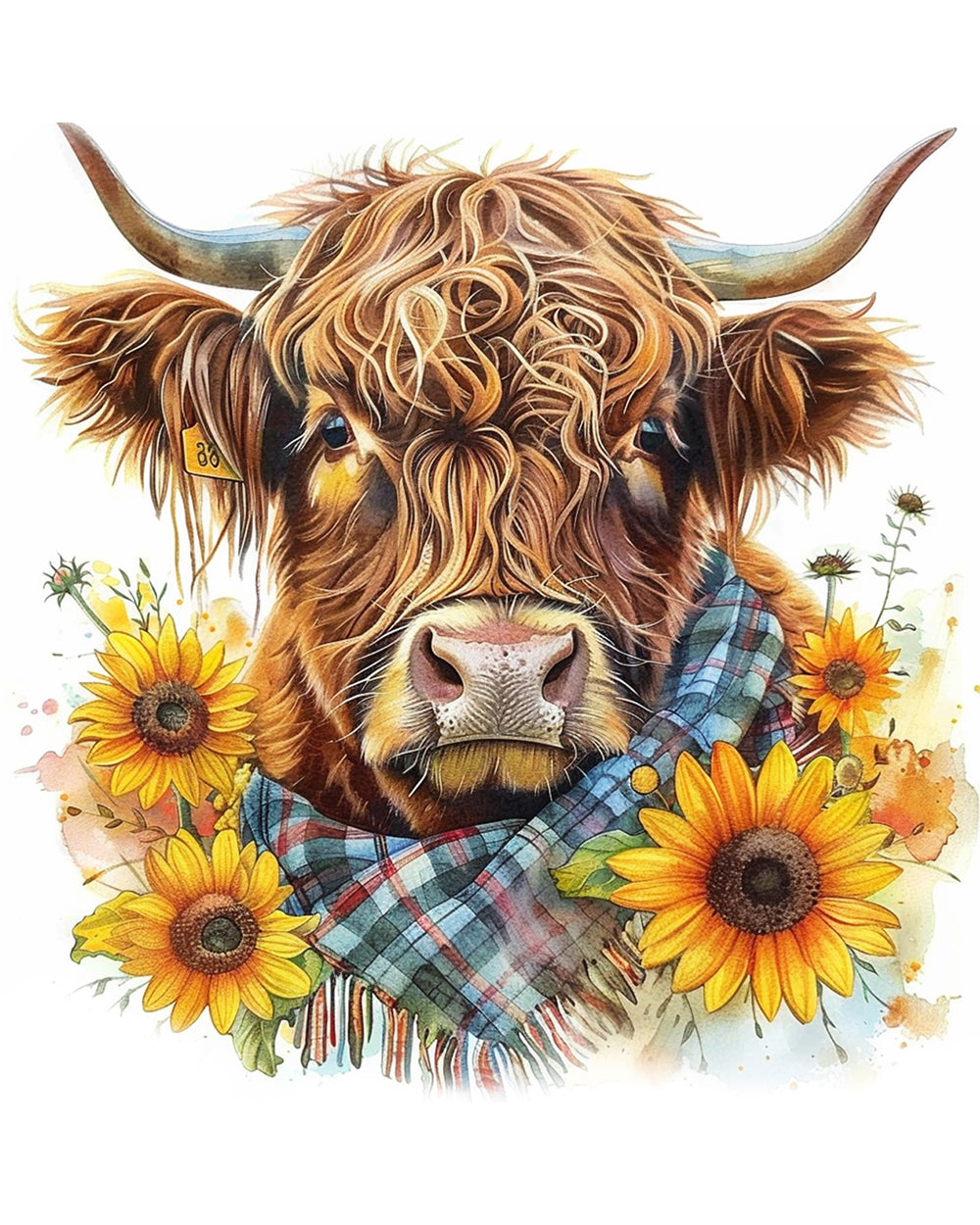 Highland Cow and Sunflowers Diamond Painting
