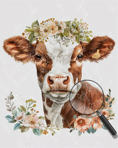 Cow with Flowers Diamond Painting