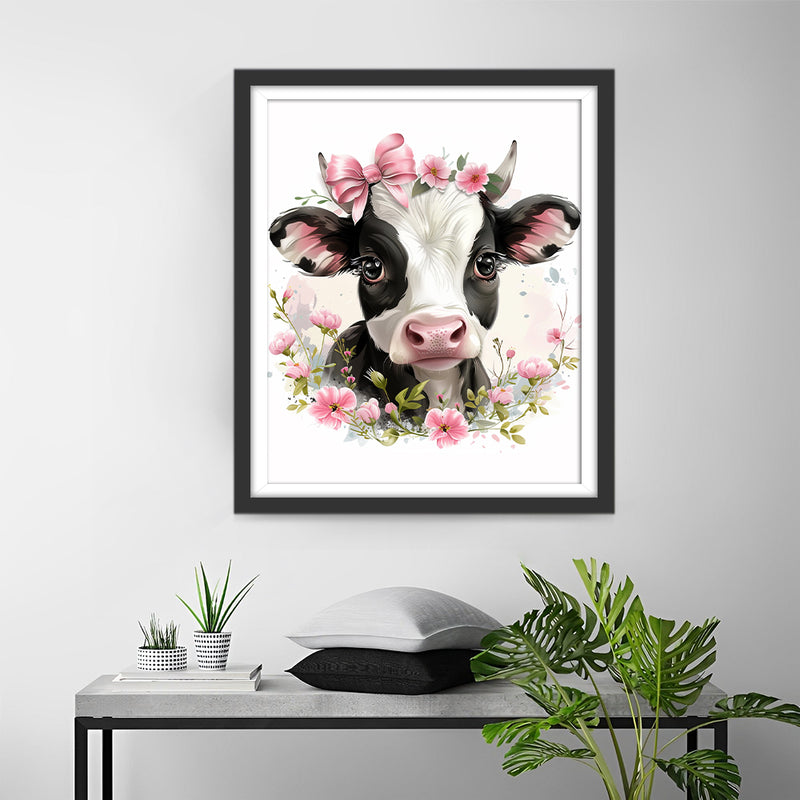 Little Cow with a Pink Bow Diamond Painting