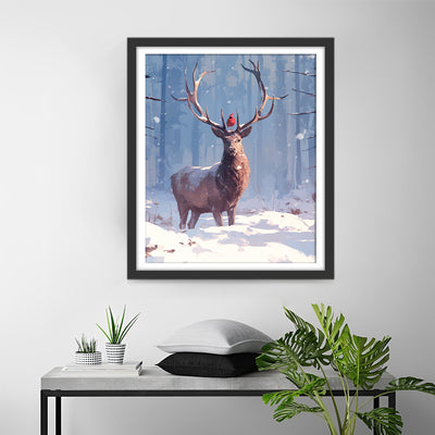 Deer in the Snow Diamond Painting