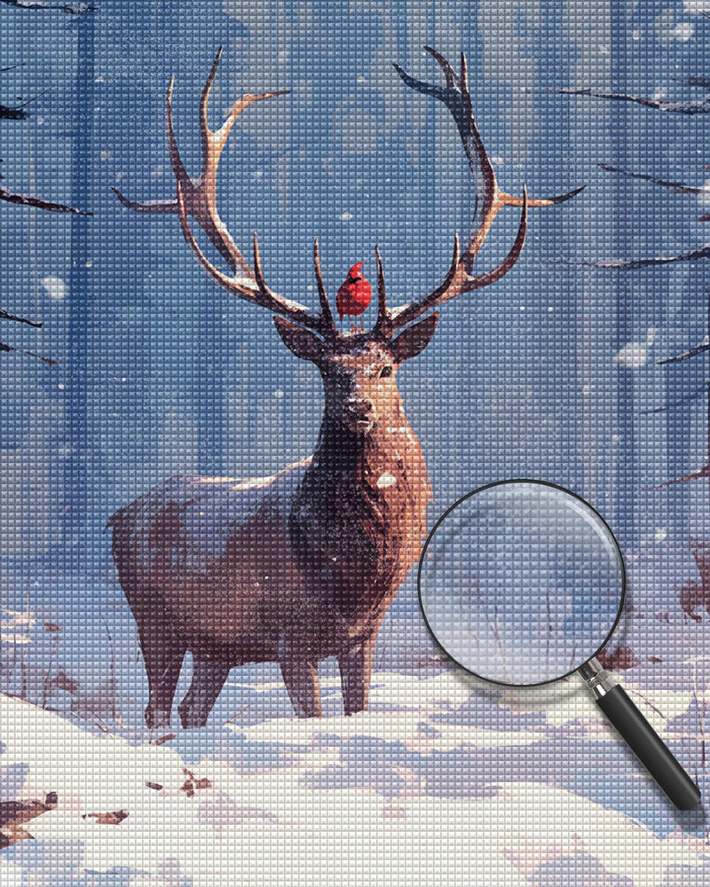 Deer in the Snow Diamond Painting