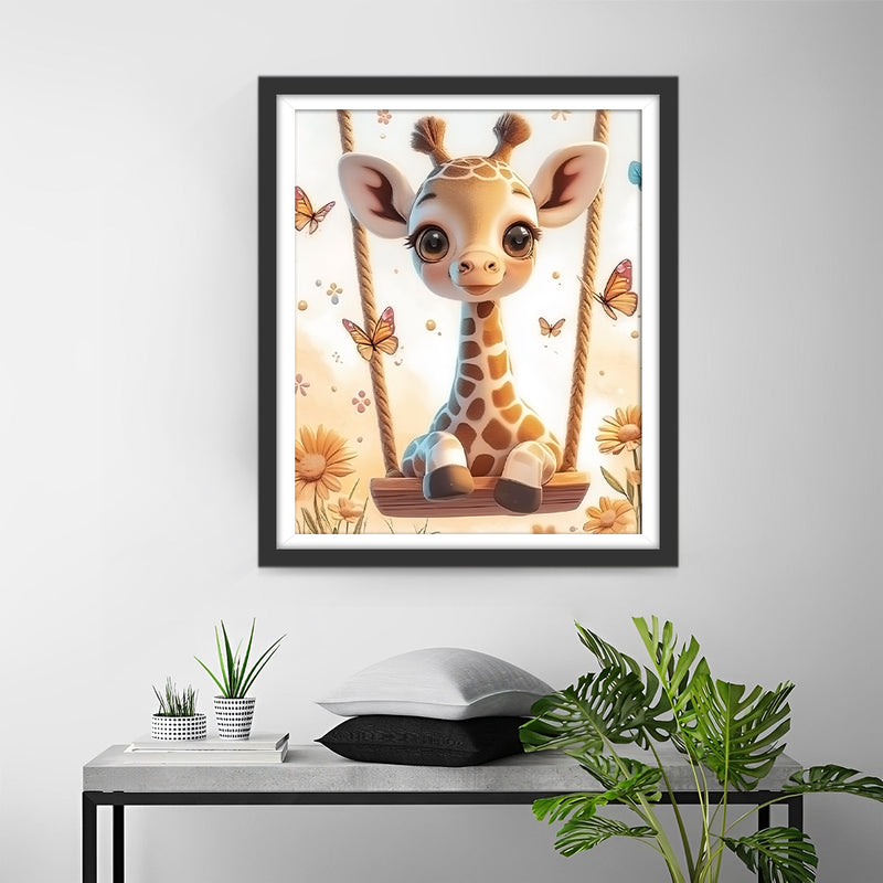 Giraffe on a Swing Diamond Painting