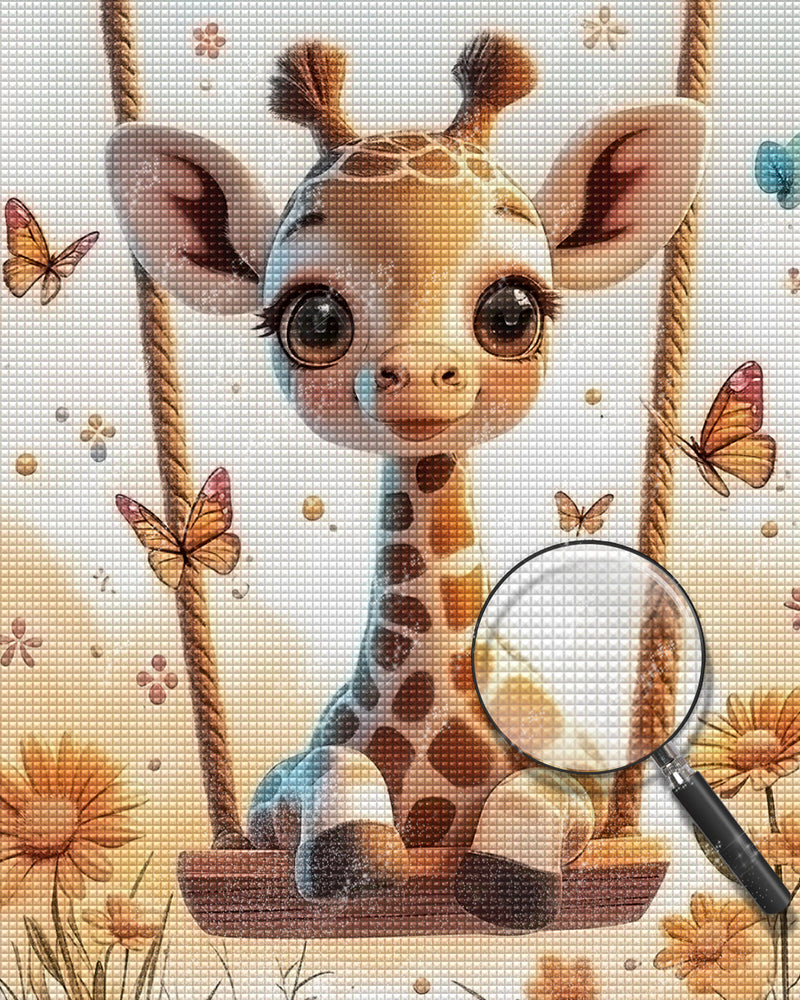 Giraffe on a Swing Diamond Painting