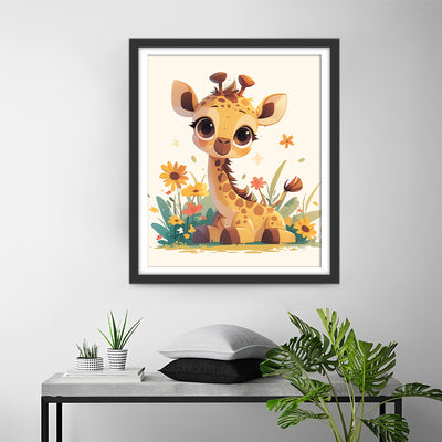 Giraffe and Flowers Diamond Painting