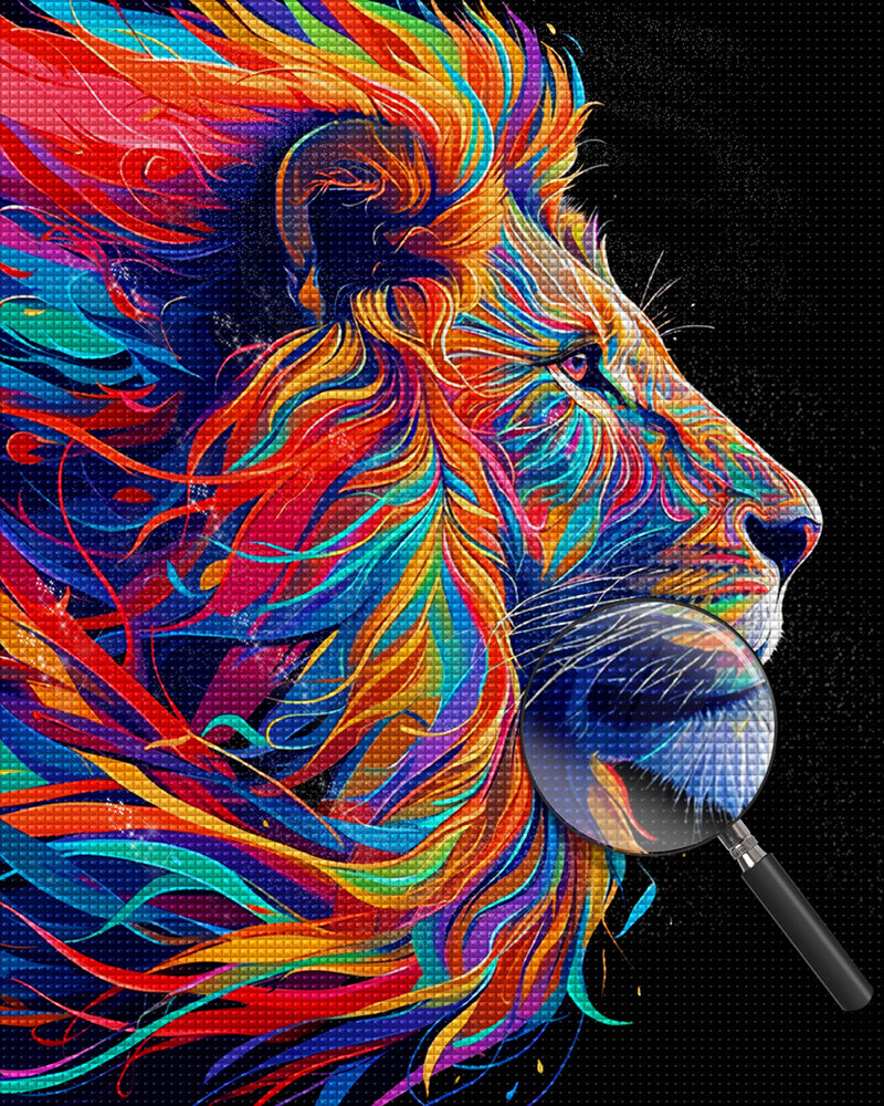 Abstract Colorful Lion Diamond Painting