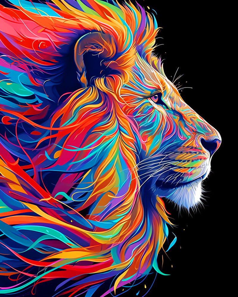 Abstract Colorful Lion Diamond Painting