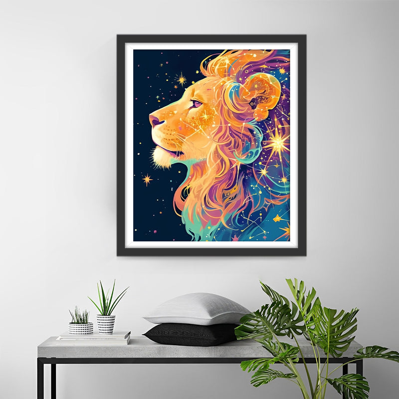 Elegant Lion and Stars Diamond Painting