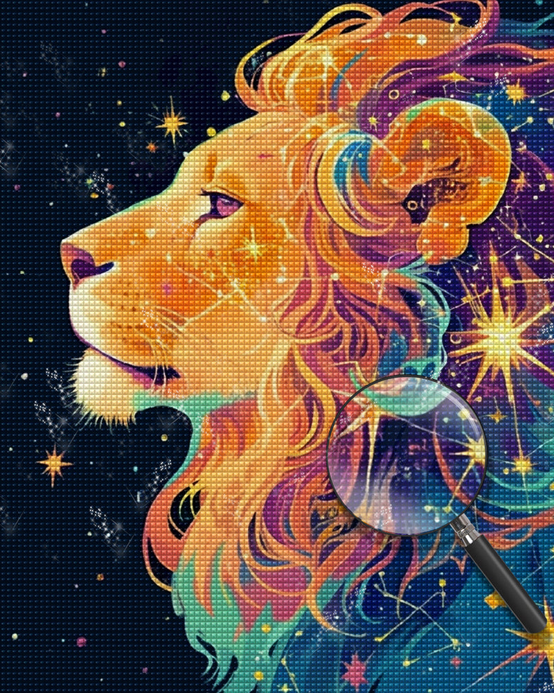 Elegant Lion and Stars Diamond Painting