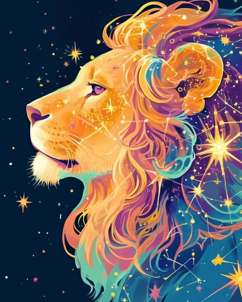 Elegant Lion and Stars Diamond Painting