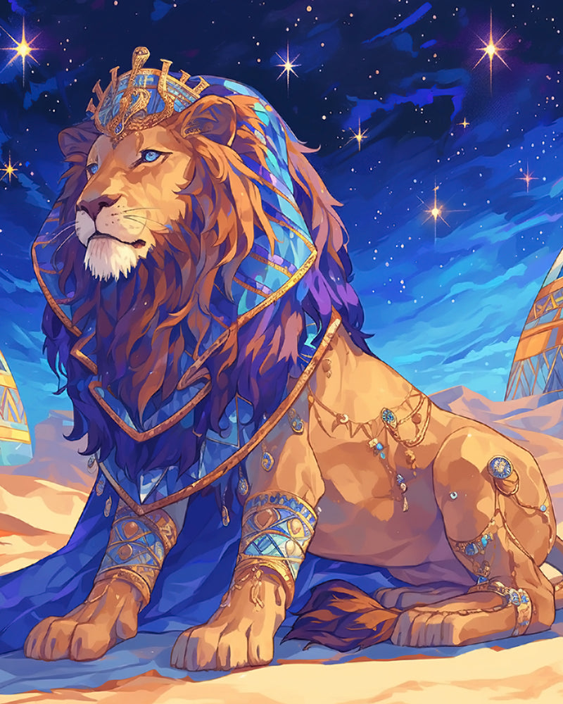 Abstract Lion under Starry Sky Diamond Painting