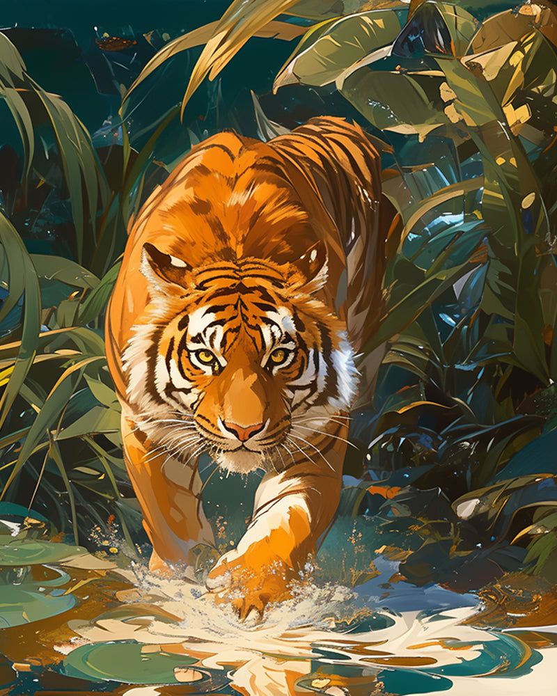 Tiger in the Jungle Diamond Painting