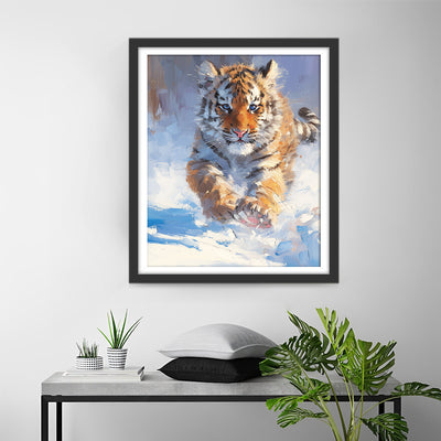 Tiger Running in the Snow Diamond Painting