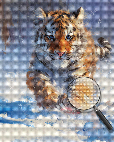 Tiger Running in the Snow Diamond Painting