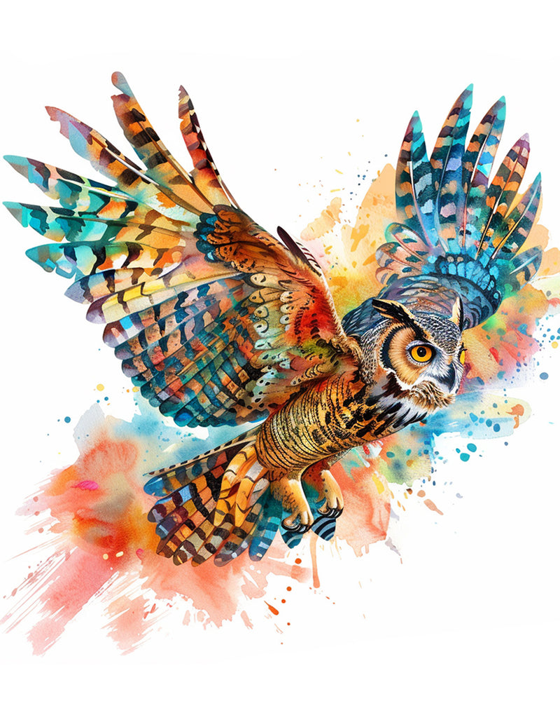 Flying Colorful Owl Diamond Painting