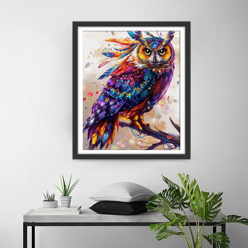 Abstract Colorful Owl Diamond Painting