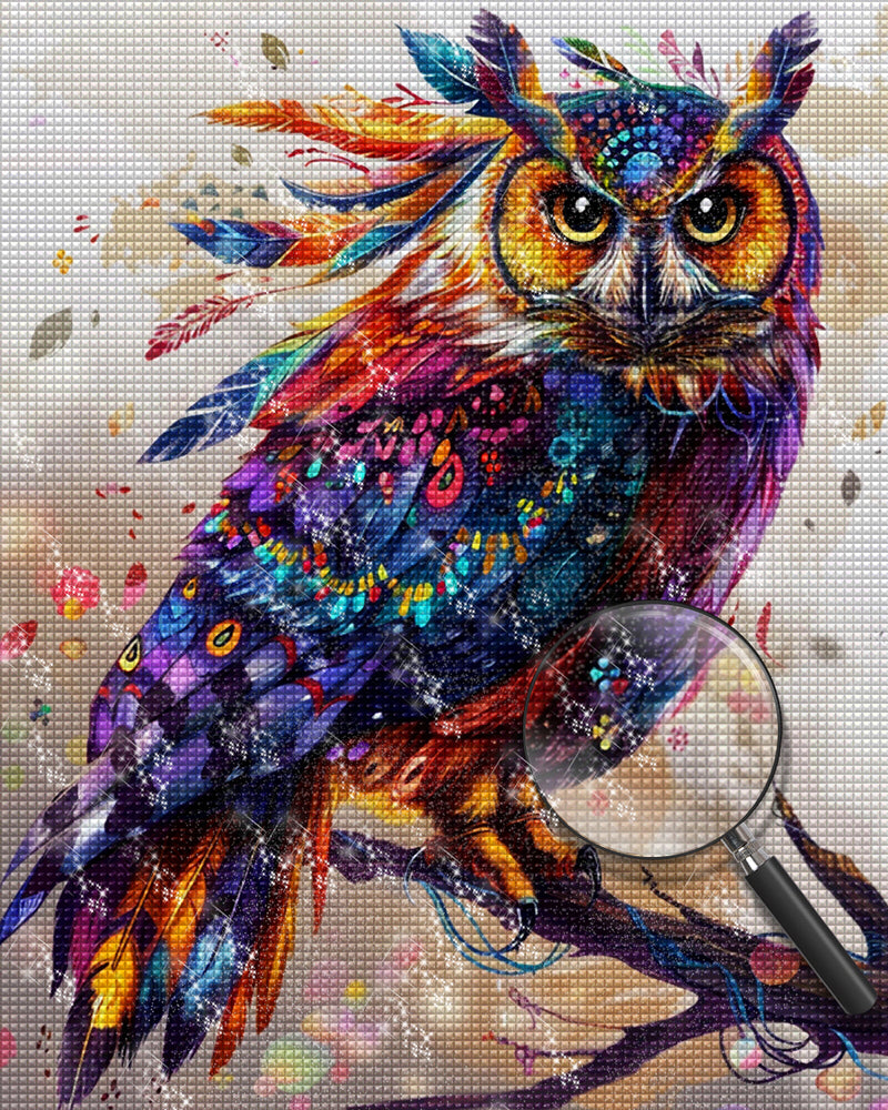 Abstract Colorful Owl Diamond Painting