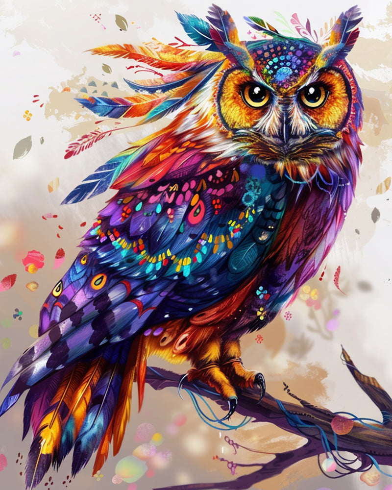 Abstract Colorful Owl Diamond Painting