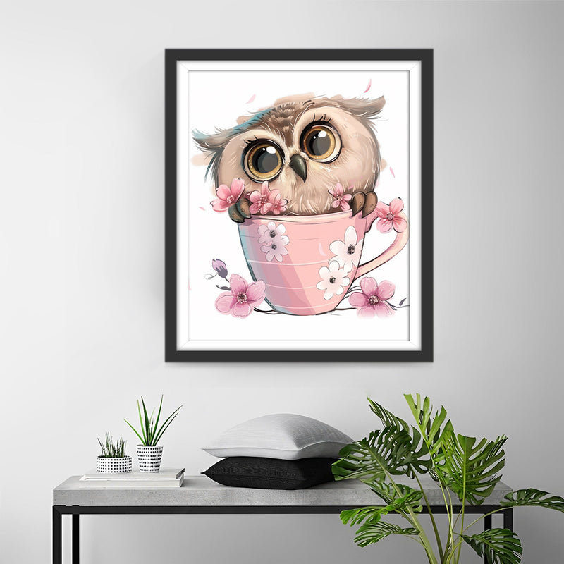 Cute Owl in a Mug Diamond Painting