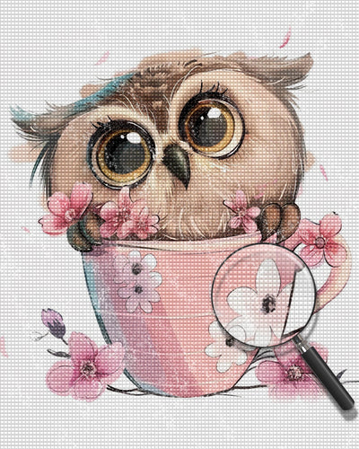 Cute Owl in a Mug Diamond Painting