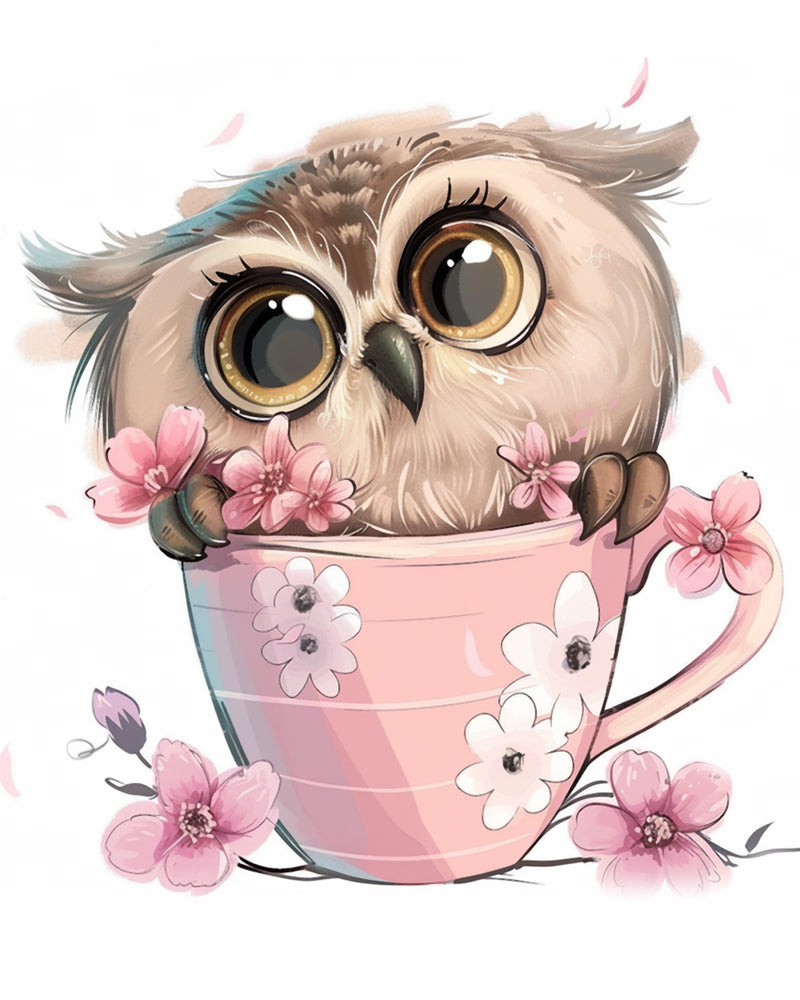 Cute Owl in a Mug Diamond Painting