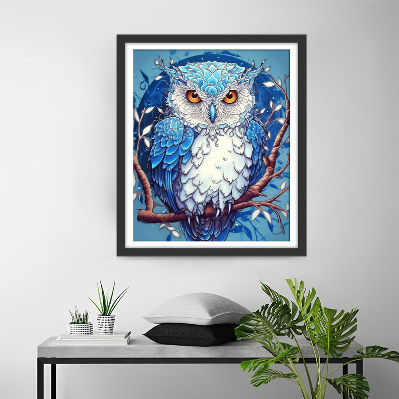 Abstract Blue Owl Diamond Painting