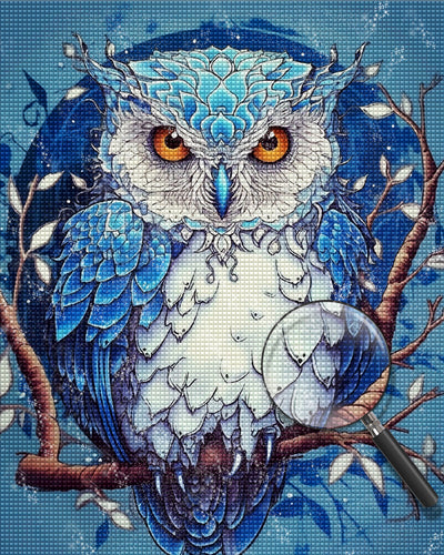 Abstract Blue Owl Diamond Painting