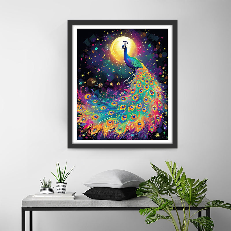 Peacock and Moon Diamond Painting