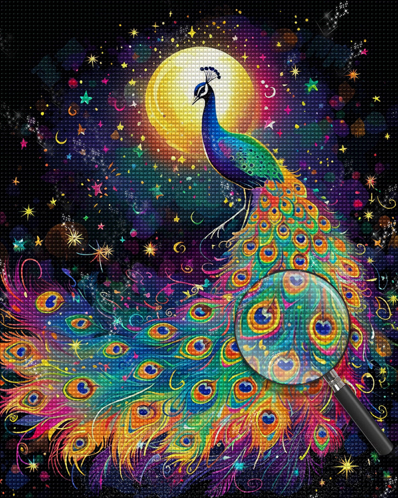 Peacock and Moon Diamond Painting