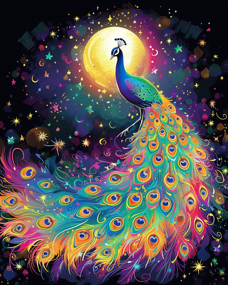 Peacock and Moon Diamond Painting