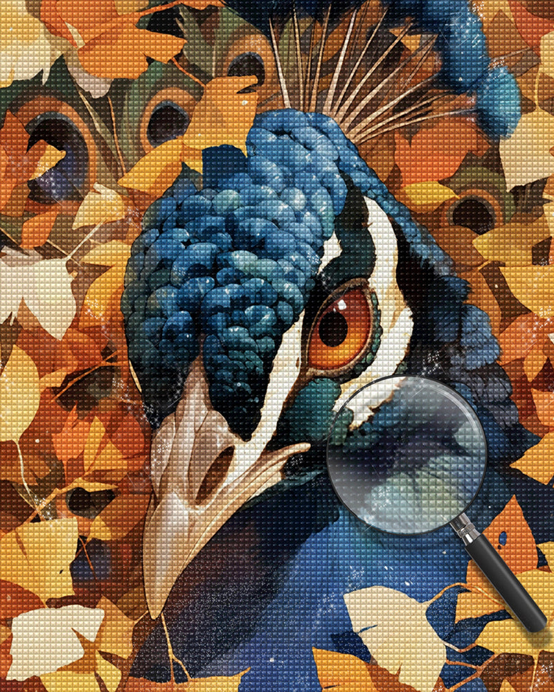 Peacock and Ginkgo Leaves Diamond Painting