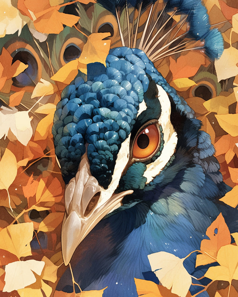 Peacock and Ginkgo Leaves Diamond Painting