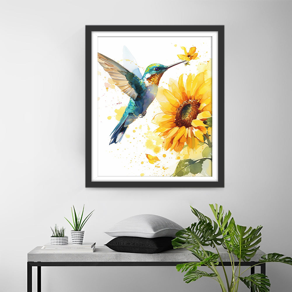 Hummingbird and Sunflower Diamond Painting