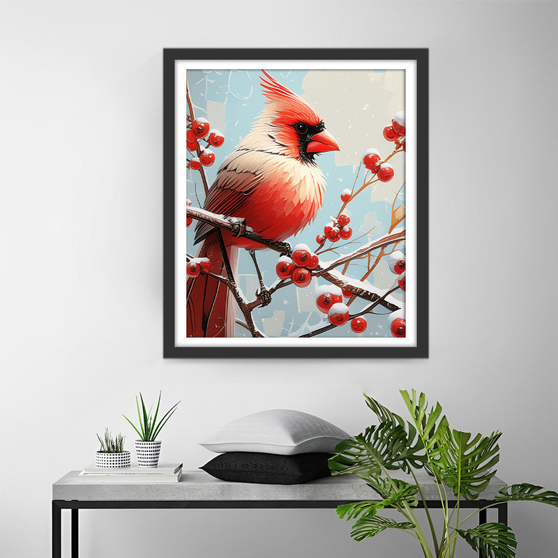 Red Bird in Snow Diamond Painting