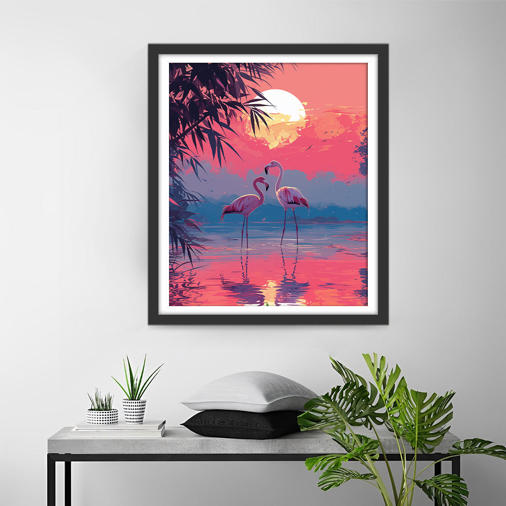 Flamingos at Sunset Diamond Painting
