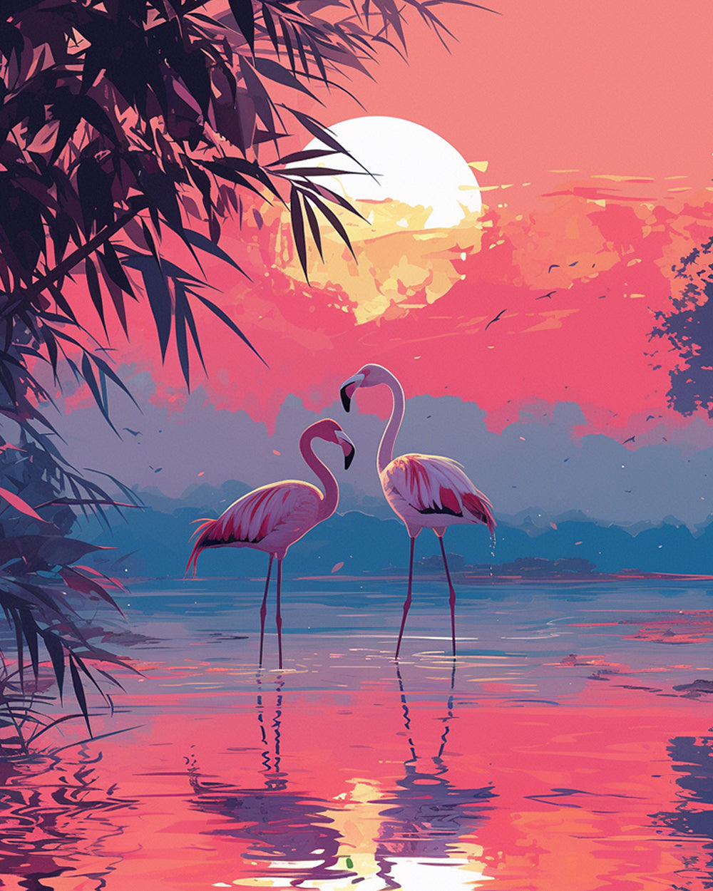 Flamingos at Sunset Diamond Painting