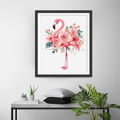 Flamingo with Flowers Diamond Painting