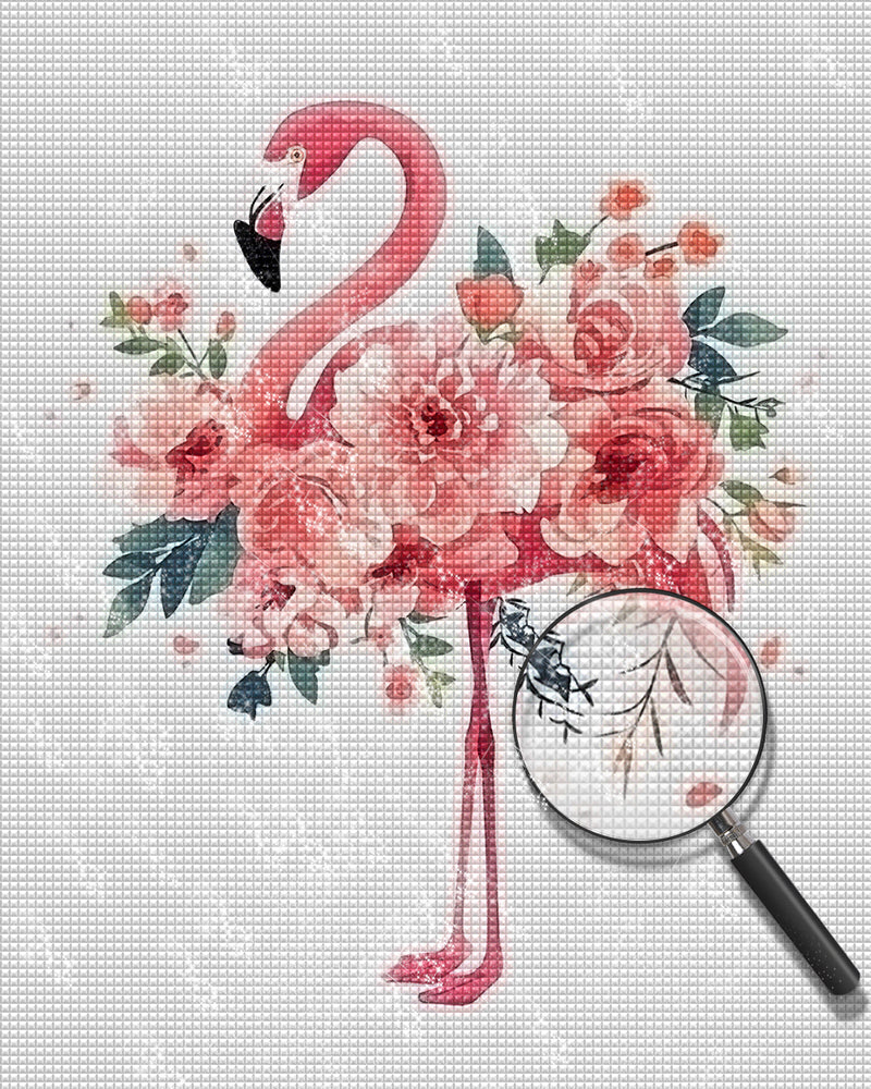 Flamingo with Flowers Diamond Painting