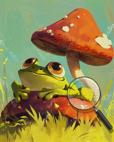 Mushrooms and Frog Diamond Painting