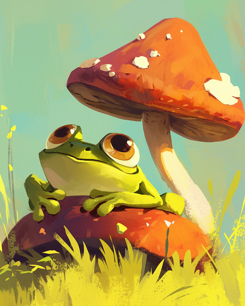 Mushrooms and Frog Diamond Painting