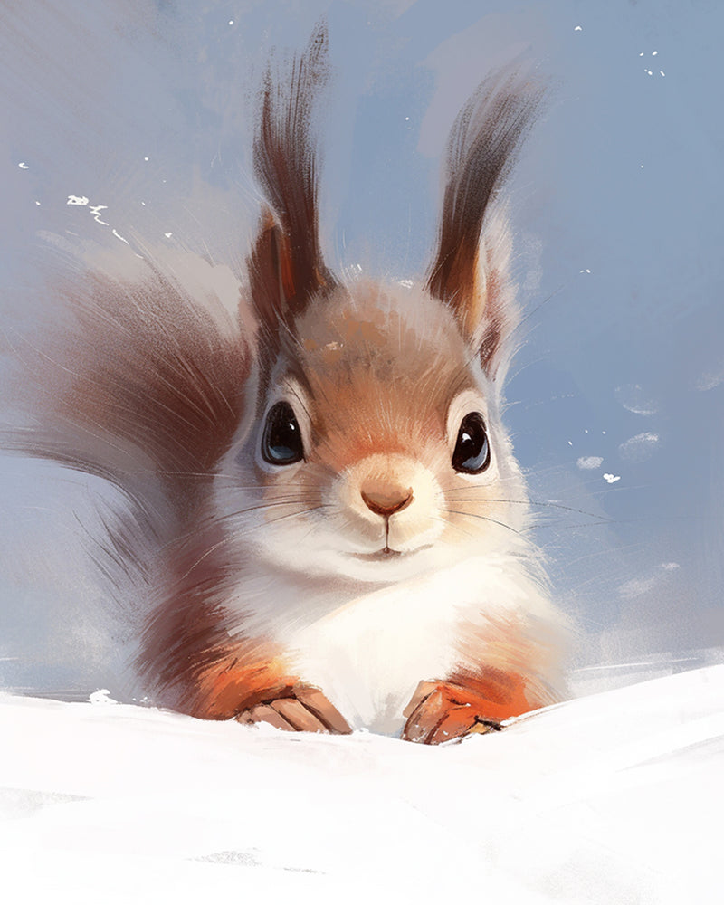 Squirrel in Snow Diamond Painting