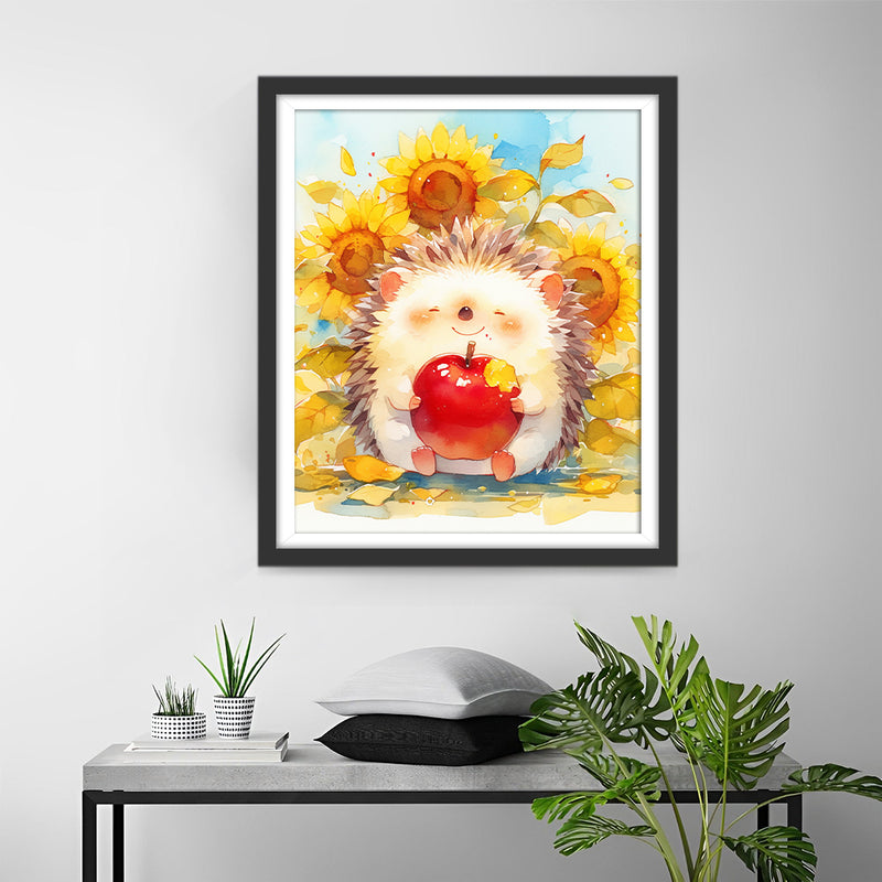 Hedgehog and Sunflowers Diamond Painting