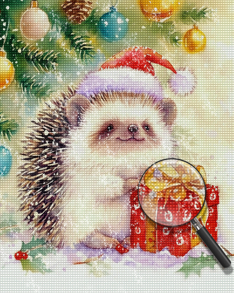 Hedgehog with Christmas Gift Diamond Painting