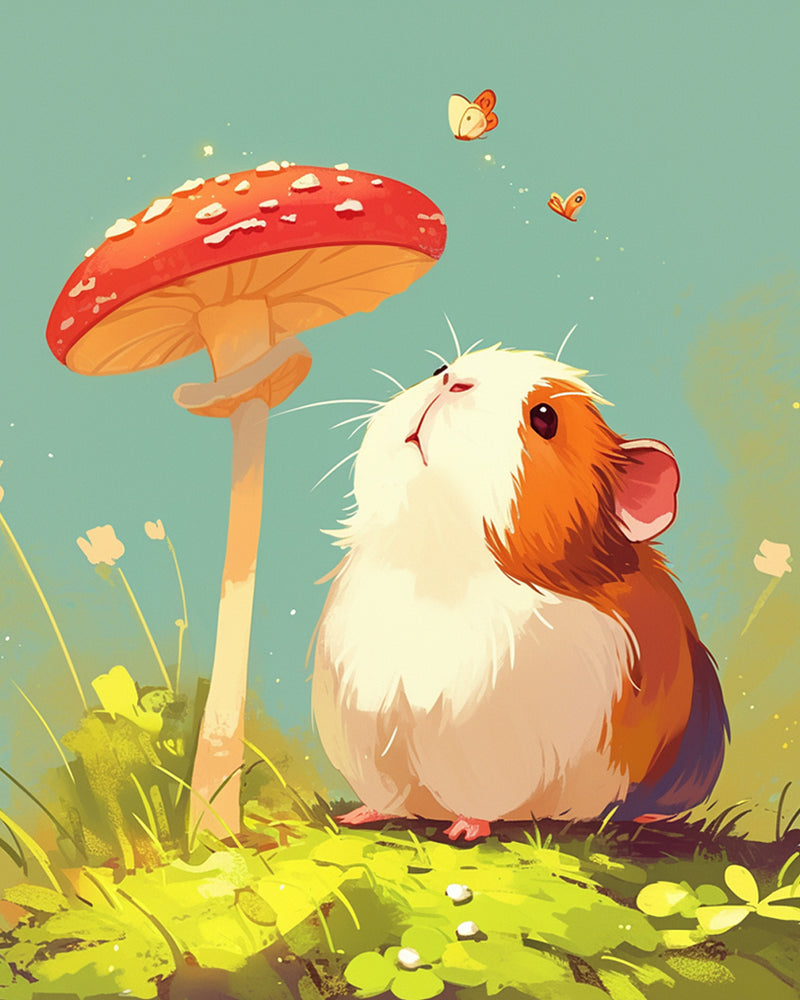 Guinea Pig and Mushroom Diamond Painting