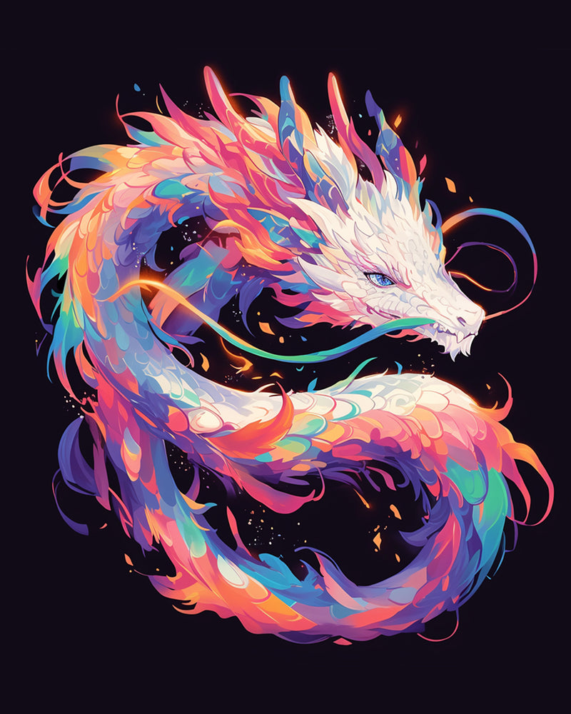 Colorful Dragon in the Darkness Diamond Painting