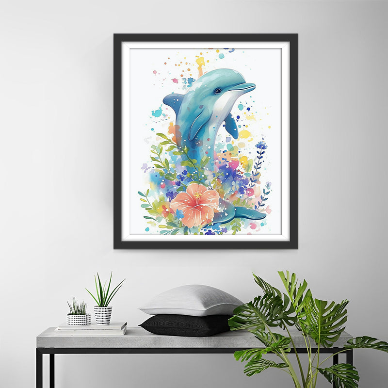 Dolphin and Flowers Diamond Painting