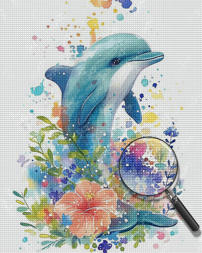 Dolphin and Flowers Diamond Painting