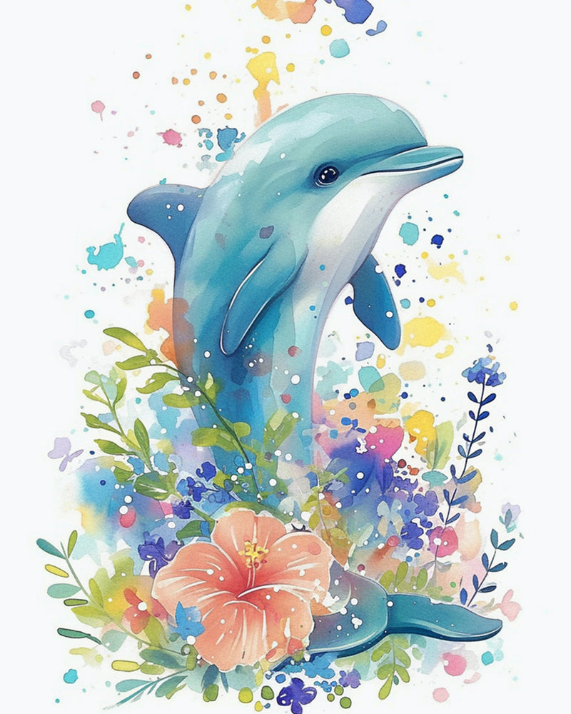 Dolphin and Flowers Diamond Painting