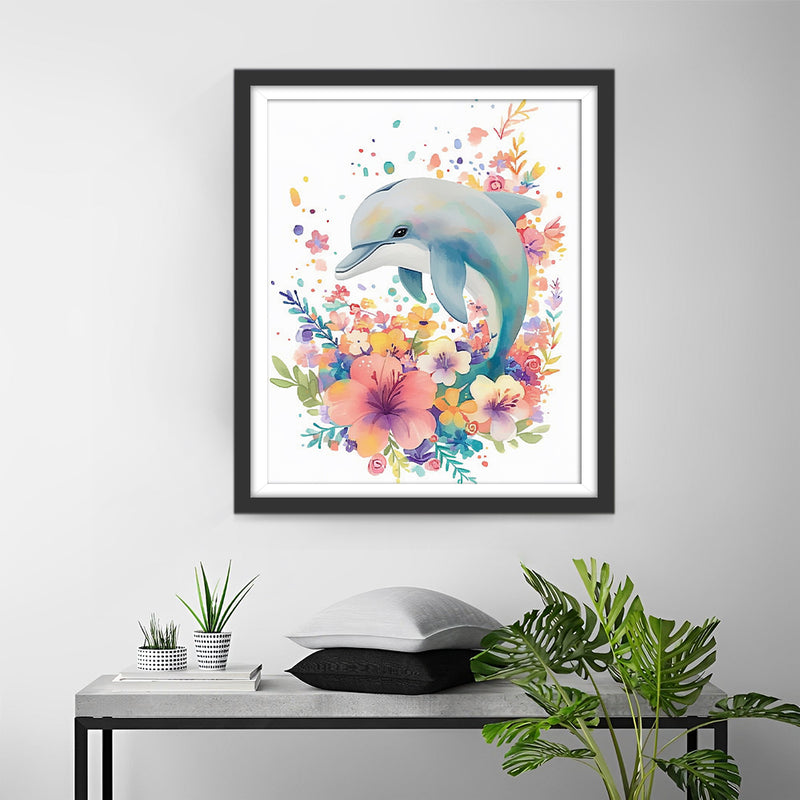 Dolphin and Flowers Diamond Painting